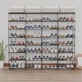 SMILHELTD Large Shoe Rack 4 Row 8 Tier for Entryway Holds 64 Pairs, Metal & Plastic Sneaker Shelves, DIY Assembly, Space Saving Storage Organizer for Garage Closet, 66.1" W x 49.2" H