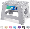 Dyforce 9" Folding Step Stool for Kids and Adults, Collapsible Light-Weight Foot Stools Foldable for Toddler, Kitchen, Bathroom, 300 lb Capacity (Grey)