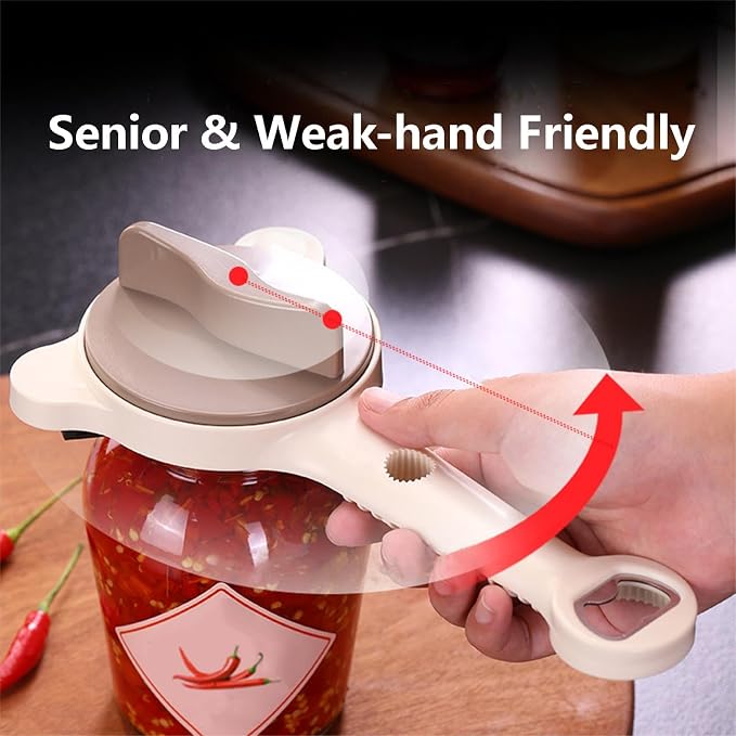 Jar Opener for Weak Hands & Seniors with Arthritis, Adjustable Lid Remover for Bottles, Easy Grip Can Opener Manual
