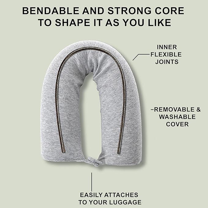 Dot&Dot Twist Memory Foam Travel Pillow, Bendable Neck Pillow for Airplane, Car and Home, 26-Inch Adjustable Roll, Neck Support, Chin, Lumbar and Leg