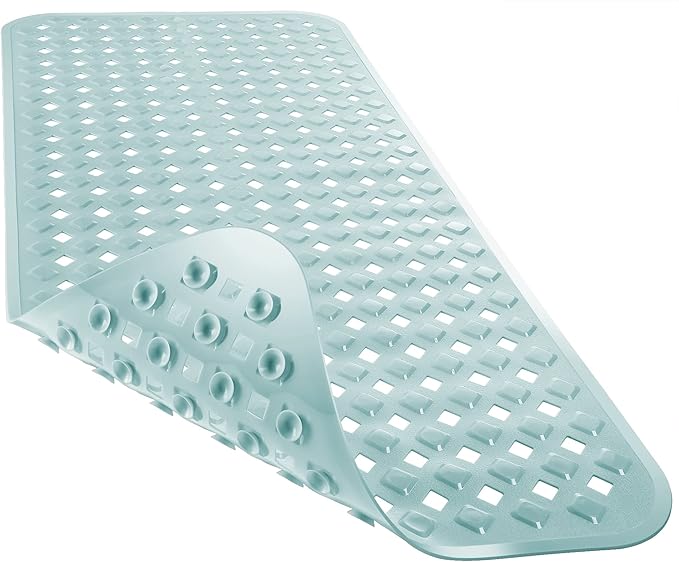 Yimobra Non Slip Bath Mat, Super Strong Suction Cups,34.5"X15.5"Long Tub Mat with Drain Holes, Machine Washable Fast Draining Shower Mats, Bathroom Essentials,Mint Green