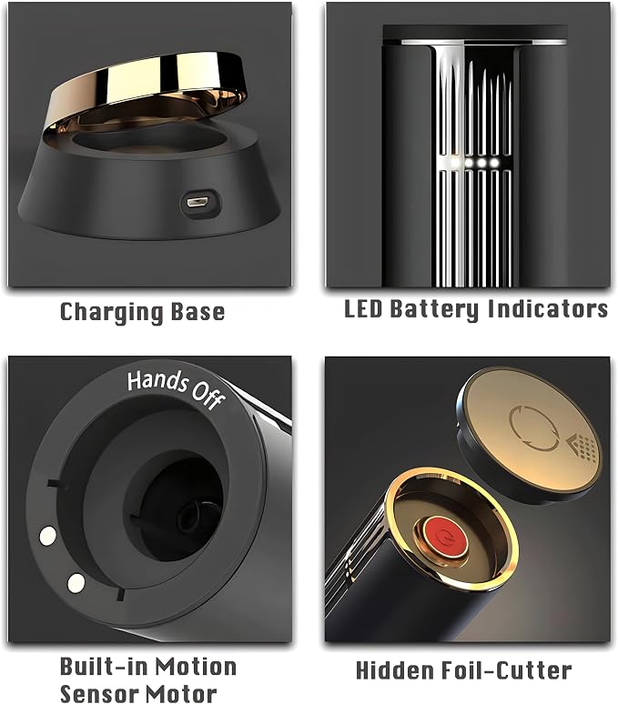 Linkstyle.life Electric Wine Opener, Automatic Rechargeable Wine Bottle Opener with Charging Base and Foil Cutter, Premium Metal Corkscrew, Gift for Dad, Wine Gifts for Men, Wine Lovers