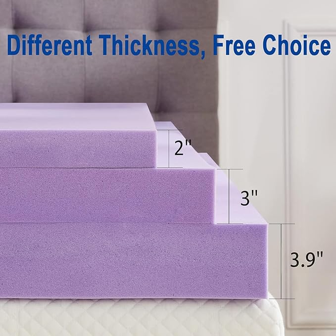 SINWEEK 3.9 Inch Gel Memory Foam Mattress Topper Ventilated Soft Pressure Relieve Mattress Pad, Breathable Bed Topper, CertiPUR-US Certified, Queen Size