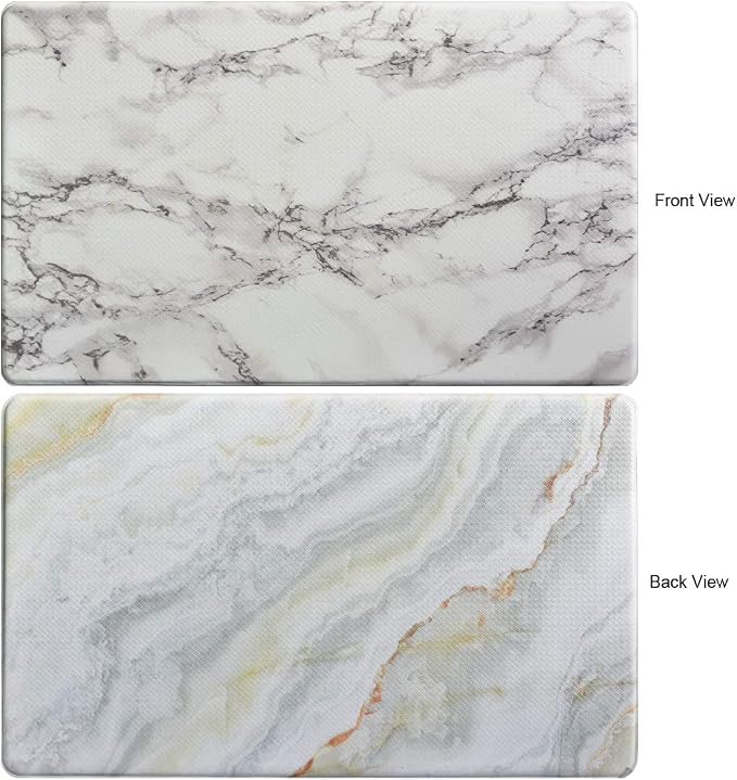 Art3d Premiun Reversible Anti-Fatigue Kitchen Mat, Anti-Slip Floor Comfort Mat for Kitchen, Bathroom, Laundry Room or Office (18x30, Marble Design)