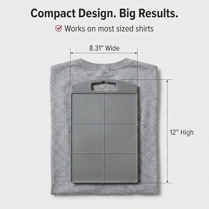 Household Essentials Shirt Folding Board for T-Shirts, Polos & Dress Shirts, Space Saving Laundry Folder with Easy-Glide Handle, Closet & Drawer Organizer, Dark Grey