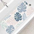 SHUCHING Blue Bath Mat for Tub Non Slip-40 X 16 Inch, Boho Leaf Non Slip Bathtub Mat for Elderly Mold Free, Long Shower Mat for Inside Shower, Machine Washable