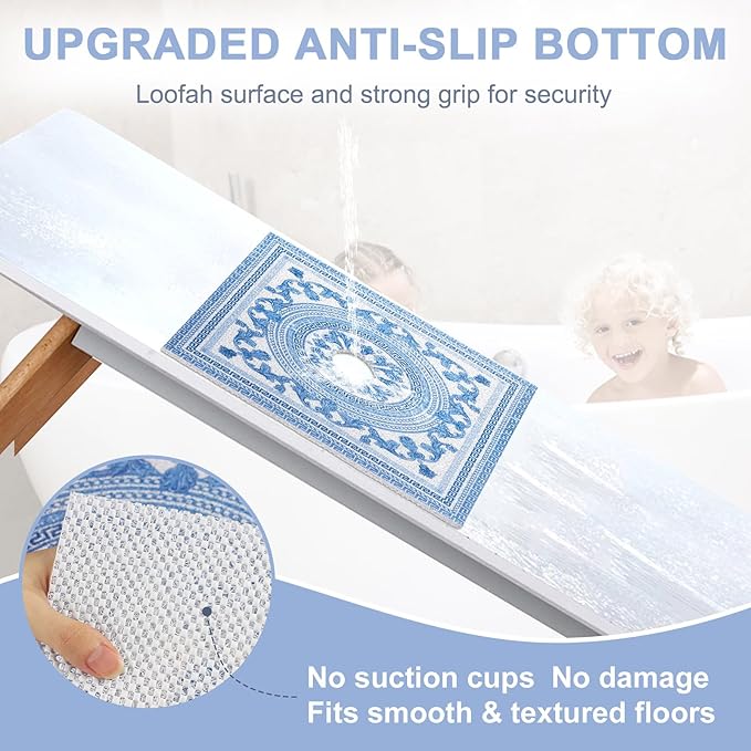 Square Shower Mat Non Slip: 24x24 Inch Extra Large Shower Mats with Drain Hole in Middle -Anti Slip Shower Mats for Inside Shower -Loofah Shower Floor Mat Bath Mat for Shower Stall Bathtub Elderly