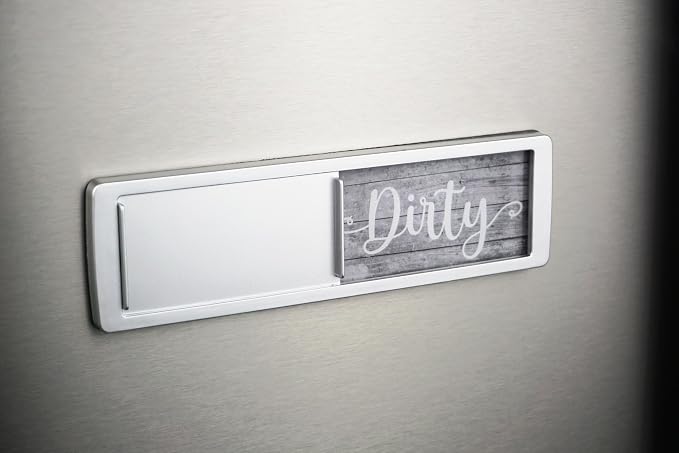 Dishwasher Magnet Clean Dirty Sign - Magnetic Signs That Say Clean/Dirty - Optional Sticker Adhesive for Non-Metal Stainless Steel Dish Washers - Light Gray Farmhouse