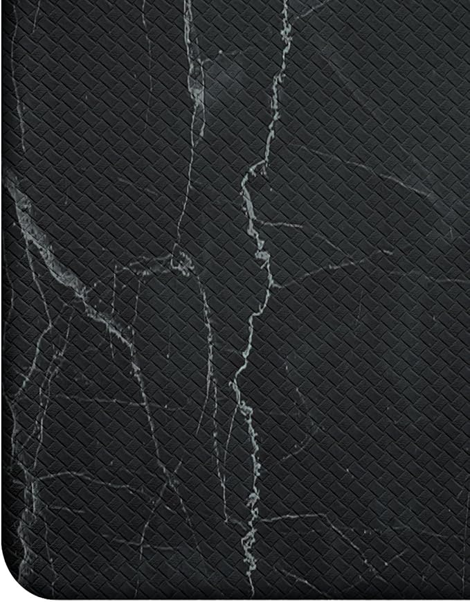 DEXI Kitchen Floor Mats Cushioned Anti Fatigue, 23x86 Large Long Standing Comfort Runner Rug Waterproof, Marble Memory Foam Padded for Front Sink Laundry, Black