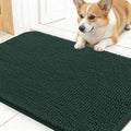 OLANLY Dog Door Mat for Muddy Paws 30x17, Absorbs Moisture and Dirt, Absorbent Non-Slip Washable Doormat, Quick Dry Chenille Mud Mat, Entry Indoor Entryway Carpet for Inside Floor, Blackish Green