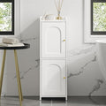 Hzuaneri Bathroom Storage Cabinet, Small Corner Floor Cabinet with 2 Doors and Adjustable Shelf, Narrow Toilet Paper Cabinets, Bathroom Organizer for Small Spaces, 7.9" D x 9.8" W x 29.5" H White