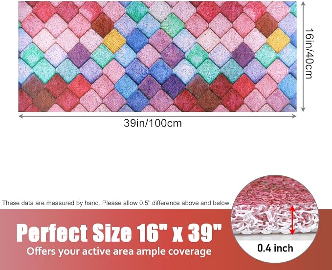 Bathtub Mat Shower Mat Non-Slip: 16x 39 Inch Soft Comfort Bath Mat with Drainage Holes, PVC Loofah Massage Bathmat for Shower, Tub, Bathroom, Wet Areas, Quick Drying