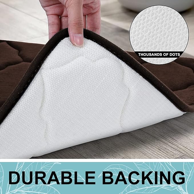 OLANLY Memory Foam Bath Mat Rug 47x32, Ultra Soft and Absorbent Bathroom Rugs, Non-Slip, Comfortable, Machine Washable Bath Carpet for Bathroom Floor, Tub, Shower and Home Decor Accessories, Brown