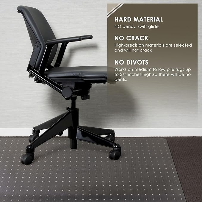 Azadx Heavy Duty Office Chair Mat for Carpet 36" x 48" Hard Material Chair Mat for Carpeted Floor Non-Slip Carpet Protector for Office Easy Glide Desk Floor Mat for Office Chair on Carpets 2 Pack