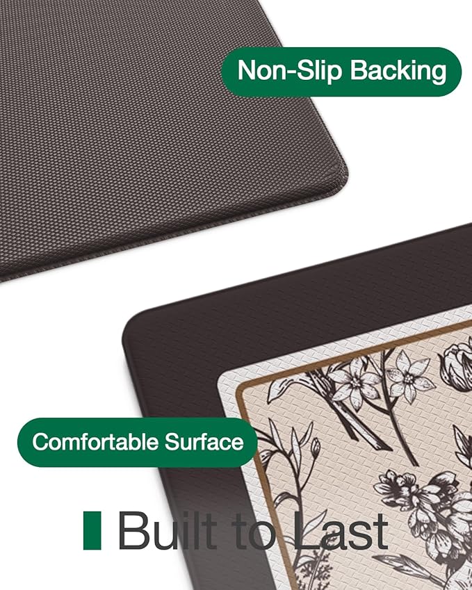 LUMI Anti Fatigue Kitchen Cushioned Mat for Floor, Padded Waterproof Runner for Standing, Stain Resistant Comfort Rugs for Home, Sink, Laundry, 24x87