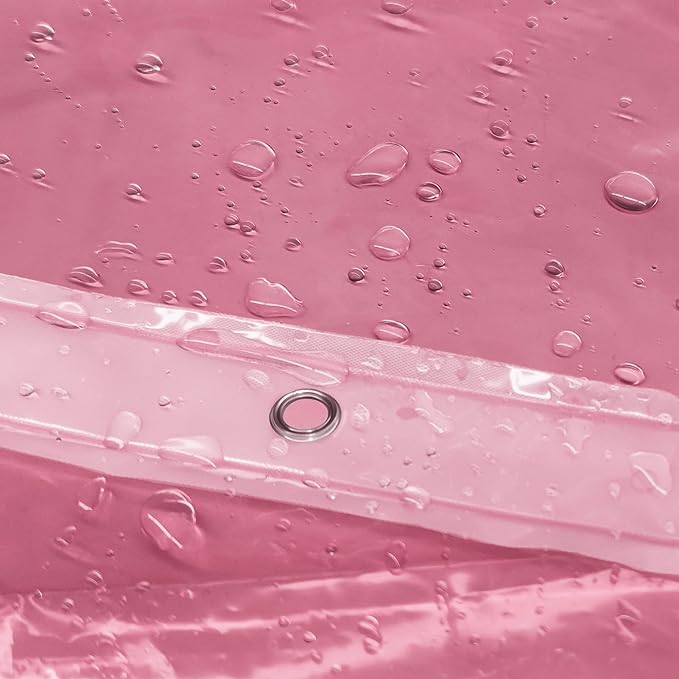 Barossa Design Extra Long Clear Pink Shower Curtain Liner with 3 Magnets - 72" x 84" XL, Waterproof PEVA Lightweight Shower Liner for Bathroom, PVC Free, Metal Grommets - Clear Pink, 72x84