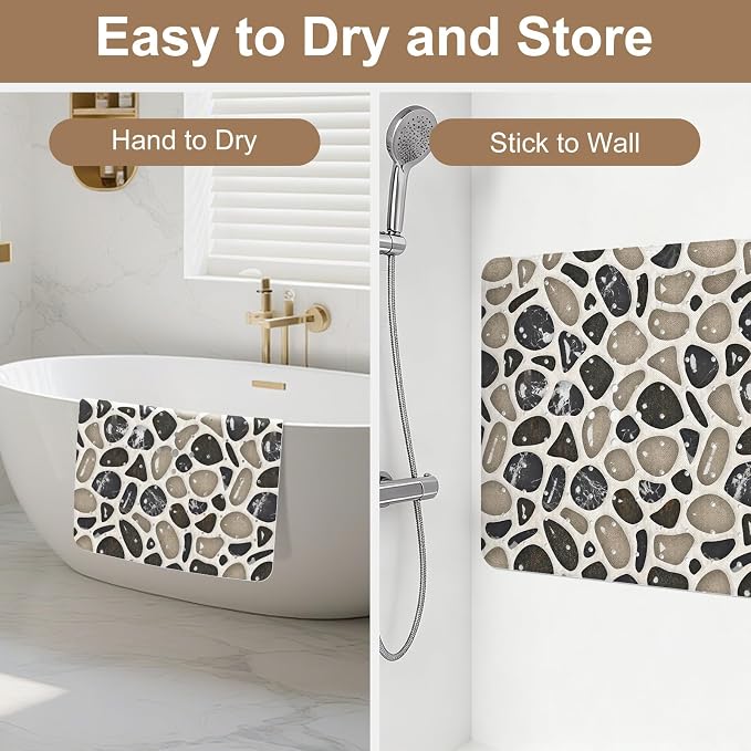 Square Shower Mat, 21x21 Inch Non Slip Shower Mats for Inside Shower Stall, Soft PVC Anti Slip Shower Mat with Sucion Cups, Machine Washable Bathroom Shower Floor Mat for Elderly Kids