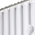 Dynamene Stall Fabric Shower Curtain - Waffle Weave 36 Inches Small Half Size Heavy Duty Cloth Shower Curtains for Bathroom, 256GSM Narrow Hotel Bath Curtain Set with 6 Plastic Hooks(36Wx72H, White)