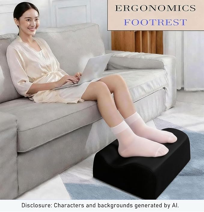 Foot Rest for Under Desk at Work,At Work Soft Ergonomic Footrest,Support Foot Pillow,Heel Chair,Leg Elevation Pillow,(Black)