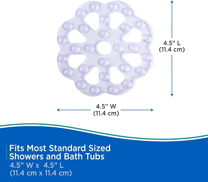 Kenney KN61549 Vinyl Bath Treads with Suction Cups for Use Inside the Bathroom Shower, 5" L x 5" W, Clear
