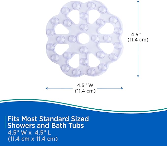 Kenney KN61549 Vinyl Bath Treads with Suction Cups for Use Inside The Bathroom Shower, 5" L x 5" W, Clear (Pack of 4)
