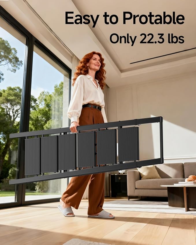 SOLADDER 6 Step Ladder with Handrails, Anti-Slip and Foldable Step Stool with Widen Pedals, Portable Stepladders for Home, Kitchen and Indoor, Space Saving -300lbs (Black)