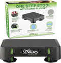Small Step Stools for Adults - Black Small Mobility Aid for Seniors - Portable Heavy Duty Plastic Stepping Platform & Bed Steps for High Beds for Adults - Assist Device Kitchen Bathroom Toilet - Kids