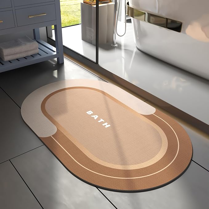 MontVoo Bath Mat - Non Slip, Quick Dry, Stain Resistant Bath Mat Rug for Bathroom Floor - Easy Care Shower Rug for Outside Bathtub - 17"x27" Brown