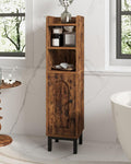Hzuaneri Bathroom Storage Cabinet, Small Corner Floor Cabinet with Door and Shelves, Narrow Toilet Paper Holder, Bathroom Organizer with Adjustable Shelf, for Small Spaces, Rustic Brown BC08201X