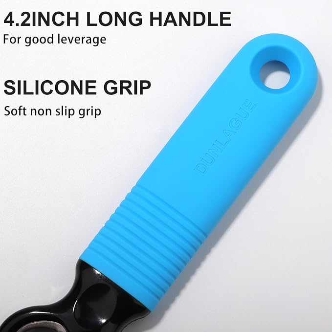 2-Pack Soda Can Opener and Beer Bottle Opener Bartender with Good Grip Silicone Handle, Pop Top Can Tab Opener for Long Nails, Bottle Opener for Arthritic Hand and Seniors, Gemstone Blue