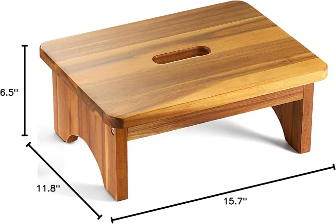 FANATU Wooden Step Stool, 6.5'' One Step Stool for Adults, Wooden Beside Step Support with 550 Lbs Load Capacity,Heavy Duty/Portable/Nonslip/Durable Construction Safe Step Platform for Bedroom/Kitchen