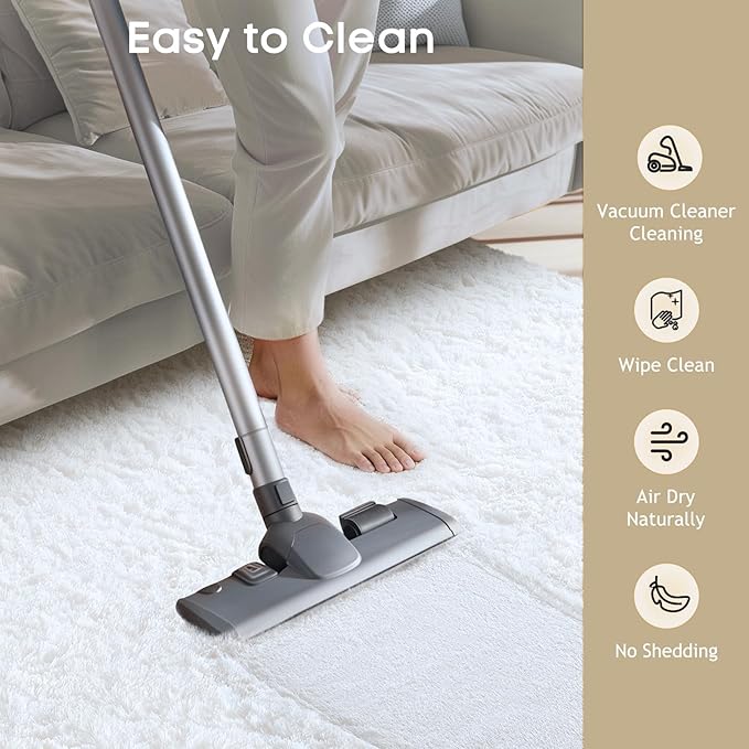 Ophanie Runner Rug for Hallway, 2x6 Washable Non-Slip Fluffy Soft Bedside Rugs, Bedroom Living Room Shaggy Carpet for Kids Girls Boys Dorm Nursery Home Decor Aesthetic, White