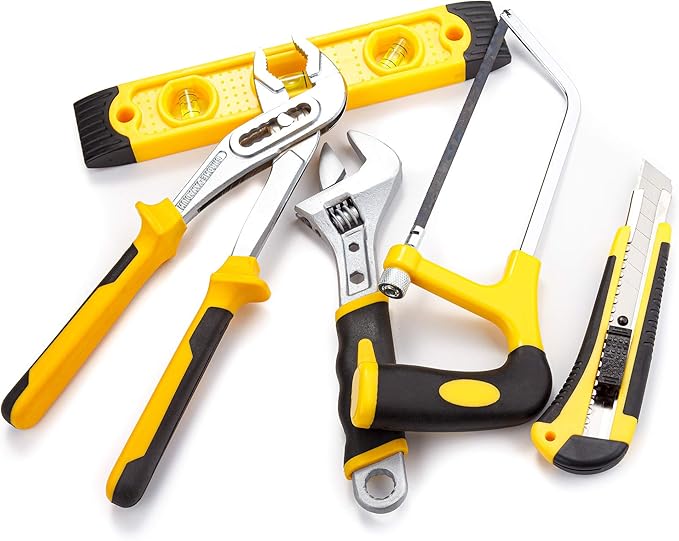CARTMAN 218-Piece Tool Set General Household Hand Tool Kit with Plastic Toolbox Storage Case Yellow