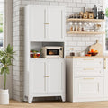 Bevivog 69" Tall Pantry Cabinet, Metal Kitchen Storage Cabinet with 4 Doors and 5 Shelves, Freestanding Metal Pantries Cupboard with Microwave Shelf for Kitchen,Dining Room,Bathroom,Laundry