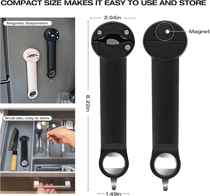 RAIN SPIRIT Multifunctional Retractable Bottle & Jar Opener - Adjustable Can Opener & Lid Gripper for Seniors, Weak Hands, and Arthritis,Jar Opener Bottle Opener and Lid Opener，Wine Opener Gadgets ﻿