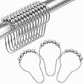Amazer Shower Curtain Hooks, Decorative Shower Curtain Hooks Rust Proof Stainless Steel Shower Curtain Hooks, Shower Hooks for Shower Curtain Bathroom 12PCS, Space Silver