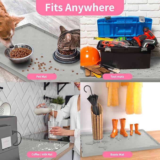 Sdpeia Under Sink Mat 19"×19" Waterproof Silicone Cabinet Liner & Sink Protector for Kitchen & Bathroom, Multi-Purpose Organizers Tray for Pets, Laundry, Cat Litter Mat