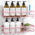 Adhesive Shower Caddy, Large Capacity Shower Racks for Inside Shower, No Drill Bathroom Shower Organizer and Storage, 2 Pack Pink Bathroom Shelves, Home Decor Rv Accessories, Apartment
