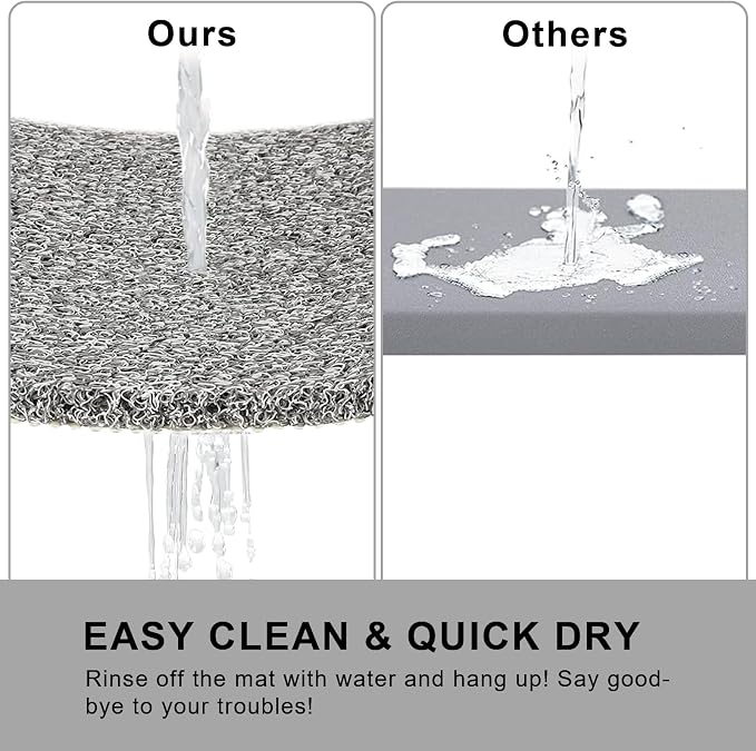 Nonslip Bathtub Mat, Anti Slip Bath Mat 0.6" Extra Thick, Quick Dry Bath Tub Anti Slip Shower Mat, Loofah Non-Slip Bath Mat for Tub Bathroom Pool Kitchen Entryway Home Hotel(Grey 16x39)