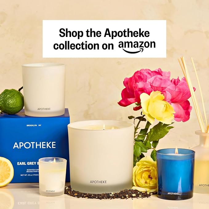 Apotheke Luxury Scented Reed Diffuser for Home, Earl Grey Bitters - 6.7 Fl Oz Essential Oil Aromatherapy - 10 Rattan Scent Sticks Room Diffuser - Long-Lasting Fragrance for Bedroom, Home, Bathroom