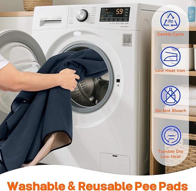 Washable Dog Pee Pads Extra Large 48"x48" – 2 Pack Super Absorbent, Quick-Dry Non-Slip Reusable Puppy Pads for Playpen, Crate & Floor, Pet Training Mats for Housebreaking & Incontinence