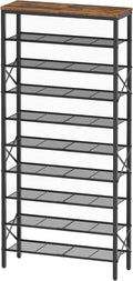 YATINEY 10 Tier Shoe Rack, Large Capacity Shoe Storage Organizer Holds 40 Pairs, Sturdy and Stable, for Entryway, Hallway, Closet, Dorm Room, Rustic Brown SS10BR