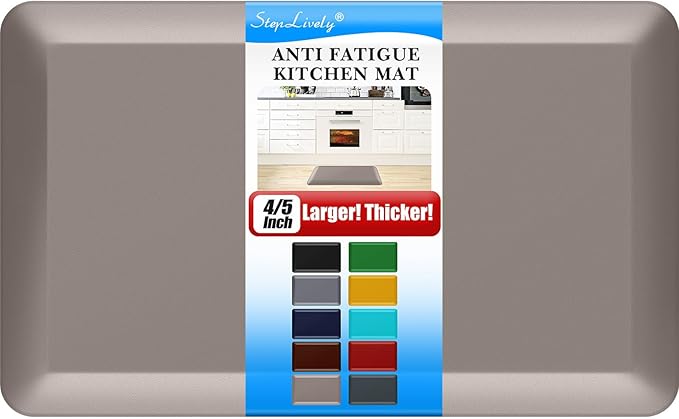4/5 Inch Thick Kitchen Mat - Cushioned Anti Fatigue Mats for Kitchen Floor - Easy to Clean, Waterproof, Non-Slip Kitchen Rug for Sink, Office, Kitchen (17''x24'' Brown)