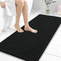 OLANLY Long Bathroom Rugs Runner 47x20, Thick Soft and Absorbent Chenille Bath Mat, Non-Slip, Machine Washable Quick Dry Bath Rugs for Tub Shower Floor, Home Decor Accessories, Black