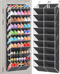 UVIAHOMI 20-30 Pairs Over the Door Shoe Organizer, Clear Pockets Hanging Shoe Storage for Closet, 10-Tier Door Shoes Rack, Handing Shoes Holder Fit All the Family's Sneakers, Boots, Heels, Dark Grey