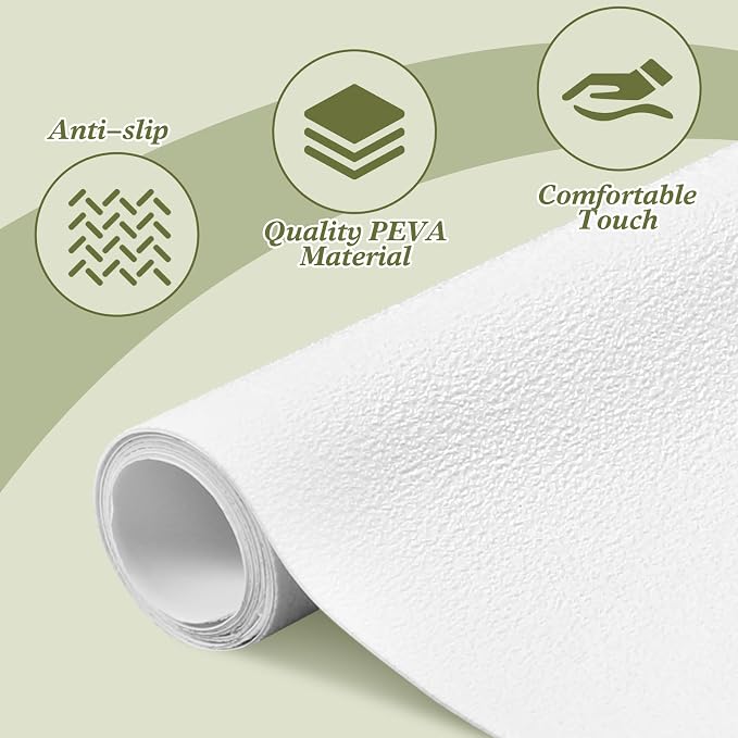 Colingmill 16" x 40" Non Slip Bathtub Mat for Tub Peel and Stick Adhesive Vinyl Anti Slip Non Skid Safety White Bath Mat Sticker with Drain Cut Out for Shower Floor Boat Wet Areas