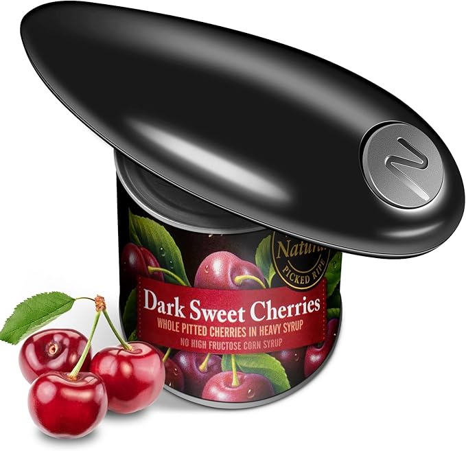 Battery Operated Electric Can Opener Fits Almost Size Can With Smooth Edge, Hands Free Electric Can Openers for Kitchen, Kitchen Gadgets Automatic Can Openers for Seniors, Arthritis Black