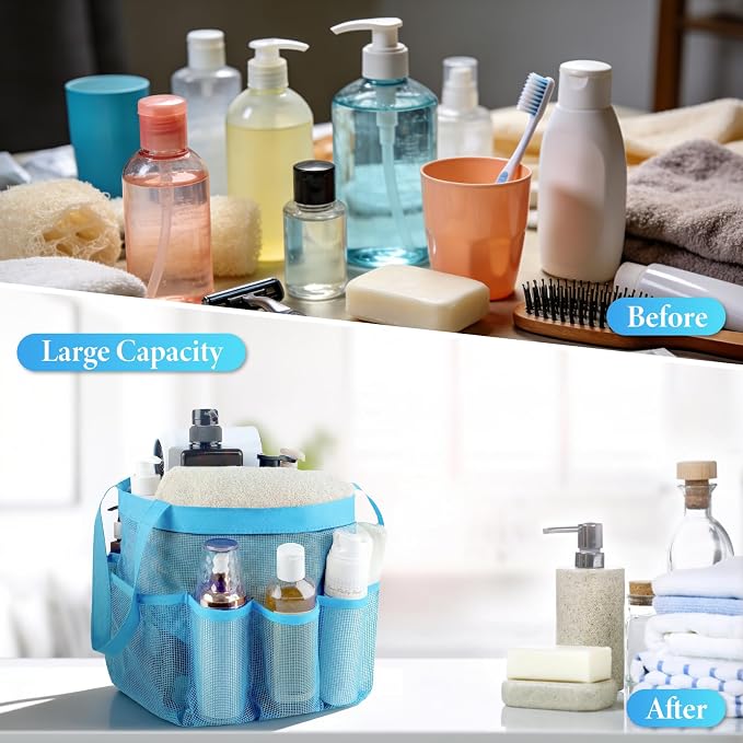Attmu 2 Pack Mesh Shower Caddy Portable, Quick Dry Hanging Shower Tote Bag for College Dorm Room Essentials, Large Capacity Caddy Dorm for Bathroom Gym Swimming