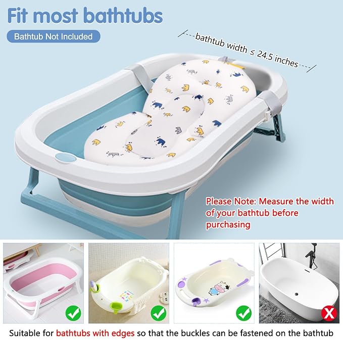 Colorlife Baby Bath Seat Support Net Infant Bathing Seat Support Mat, Adjustable Comfortable Non-Slip Three-Pointed Baby Shower Net Bathtub Sit Up Mesh for Newborn 0-12 Months-Crown(No Bathtub)