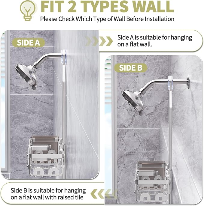 GAOKASE Aluminum Shower Caddy Hanging, Never Rust Shower Organizer- 4 Levels with adjustable Height 10 Hooks for Razor/Sponge - Rack with Soap Basket (Silver)